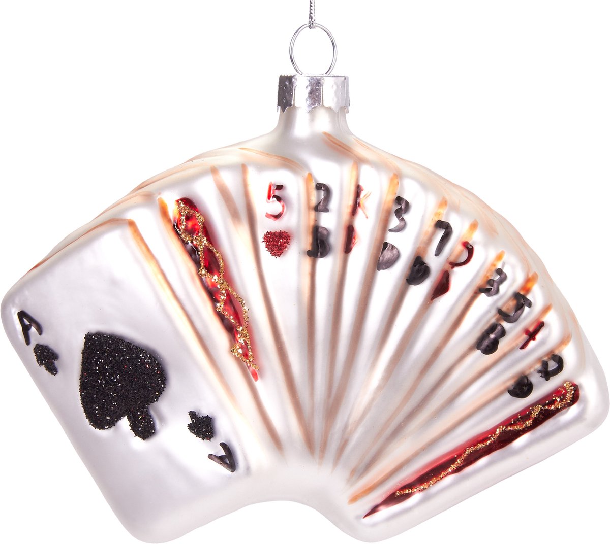 BRUBAKER Kaartspel - Handbeschilderde Kerstballen van Glas - Handgeblazen Kerstboomversieringen Figuren Grappige Decoratieve Hangers Boombal - 11,5 cm