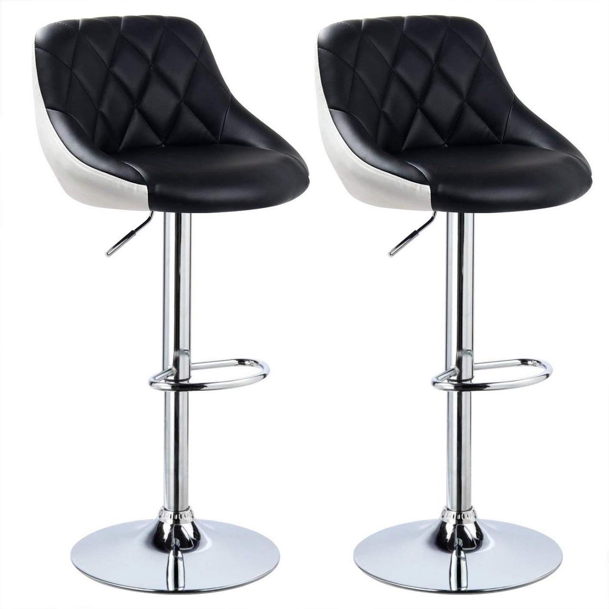Happyment Barkrukken Nero - Met rugleuning - Kunstleer - Set van 2 - Keuken - Barstoelen ergonomisch - Zwart - Verstelbaar in hoogte - Zithoogte 60-82cm
