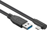 Powteq - 1 meter premium USB 3.0 kabel - USB A naar USB C (haaks)