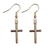 Fako Bijoux® - Boucles d'oreilles - Croix - 13x45mm - Doré
