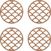 Krumble Pannenonderzetter - Set van 4 - Pannenonderzetter hittebestendig - Pannenonderzetter Siliconen - Pannenonderzettters - Schubben - Diameter 14 - Bruin