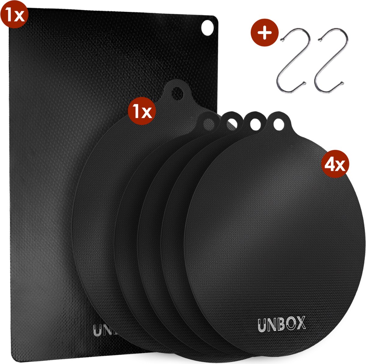 UNBOX Inductie Beschermer - Inductie mat - Inductie afdekplaat - Panbeschermers - Afdekplaat voor Kookplaat - Onderzetter - Hittebestendig tot 260 ºC - 6 delig