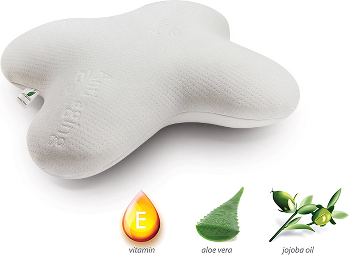 Vlinder kussen Anti-Aging - smartfoam - memoryfoam - nasaschuim - traagschuim - orthopedisch - vermindert nekklachten - 30 dagen proefslapen