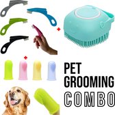 Project 01 Pet - verzorgingsset voor huisdieren - twee tandenborstelpakketten - tandenborstel van negen stuks - siliconen doucheborstel voor huisdieren - reiniging van kattenhonden - hygiëne voor huisdieren