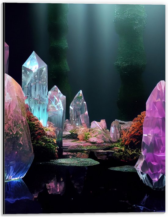Dibond - Kleurrijke Kristallen Verzameling - 30x40 cm Foto op Aluminium (Wanddecoratie van metaal)