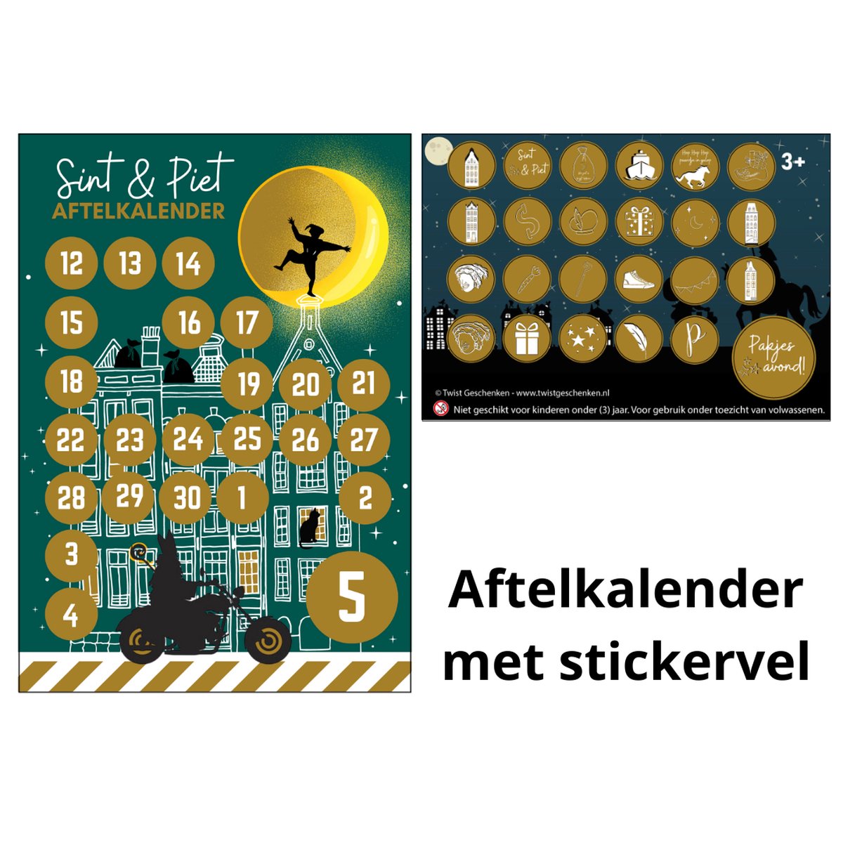 Sinterklaas aftelkalender met stickervel - sinterklaas - aftelkalender jongen - aftelkalender - schoentje zetten - sinterklaas kalender