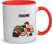 Akyol - boksen mok met eigen naam koffiemok - theemok - rood - Sport - bokser - vechtsport - 350 ML inhoud