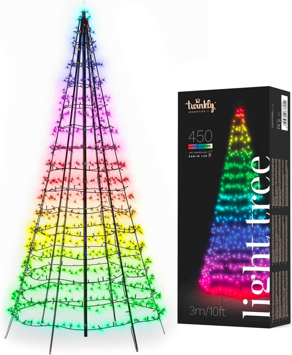 Twinkly Vlaggenmast verlichting - Kerstverlichting voor Buiten - 3 meter - 450 LED - incl. mast - RGB Licht - Zwart - Twinkly
