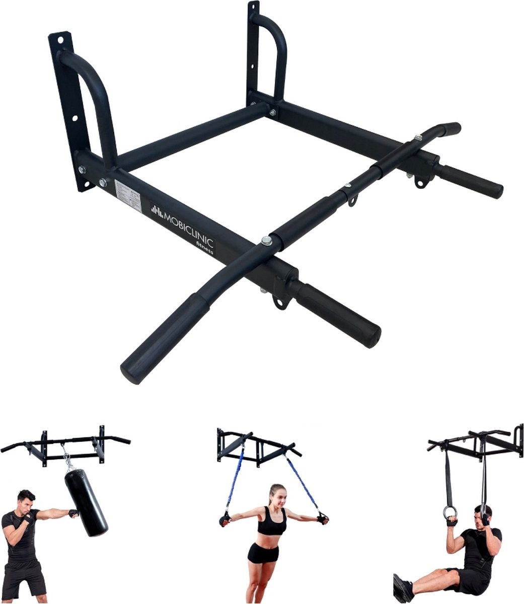 Mobiclinic K2 - Optrekstang muur - Inclusief ankerset - Max. Belasting 150 kg - Vaste Opdrukstang - Home gym - Pull up bar muur - Optrekstangen