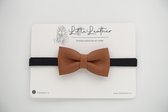 LittleLeather, Vlinderdas karamel, 7cm - echt leder - vlinderstrik - handgemaakt - cadeau - accessoires - bruiloft - bruidsjonker - gala - kostuum - kerst - kerstoutfit - jongen