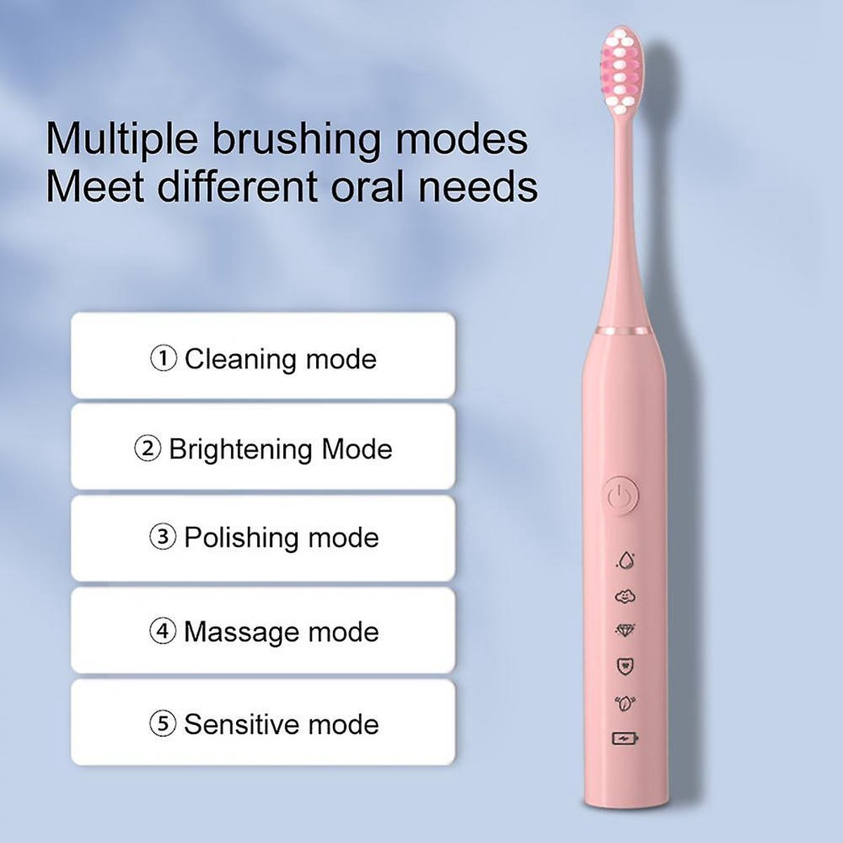 Fameilleur Elektrische tandenborstel Roze waterdichte elektrische tandenborstel usb oplaadbaar schone tanden soft care- elektrisch- tand- tanden borstel- gebit- hygiene- hygiëne- water dicht- waterdicht- mond verzorging- mondverzorging pro vitality