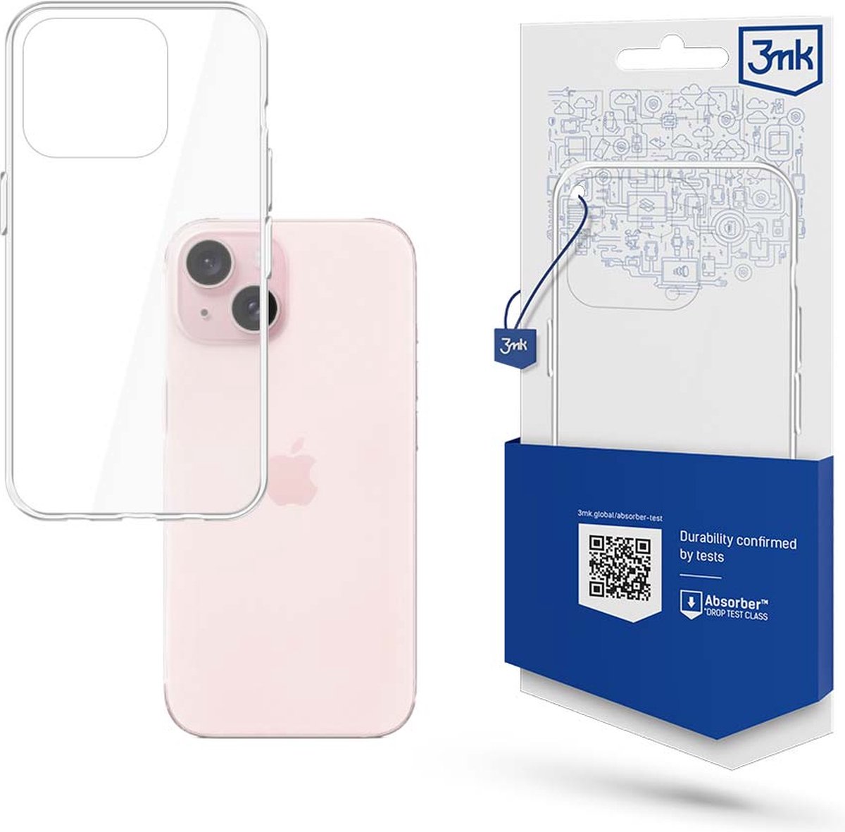 3mk - iPhone 15 - Armor Case - Stevige Hoes voor Optimale Bescherming - Transparant