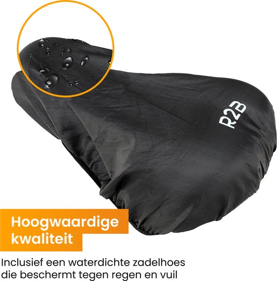 R2B Gel Fietszadel Voor Dames En Heren – Comfortabel Ergonomisch Zadel Met Ventilatie, Reflectie En Waterdichte Hoes – Voor Stadsfiets, MTB En E-bike