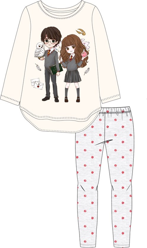 Harry Potter en Hermione pyjama katoen grijs maat 110
