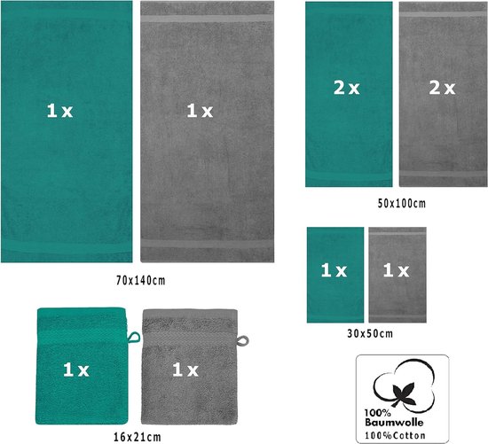 ZOLLNER 4 douchehanddoeken, wafelmotief, 100% katoen, 70x140 cm, wit