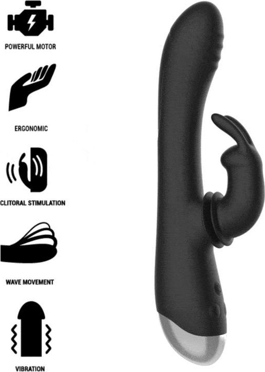 BLACK and SILVER | Black and silver - Dj. Adam Rabbit Silicone Rechargeable Black Stimulator