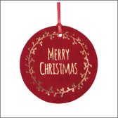 Luxe fluwelen Kerst Kaartjes - 12 stuks - Cadeau labels - 10 x 10 cm - rood met goud - met een lint