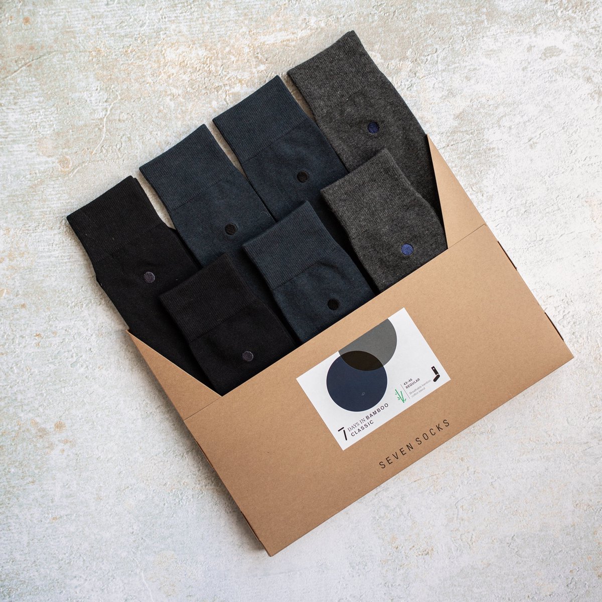 Seven Days in Bamboo Classic | 7 paar Bamboe sokken - maat: 39-42