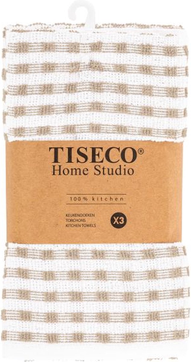 Tiseco Home Studio - Keukenhanddoek OMAN - SET/6 - 100% katoen - badstof - ultra-absorberend - sneldrogend - duurzaam materiaal - 50x70 cm - Zand