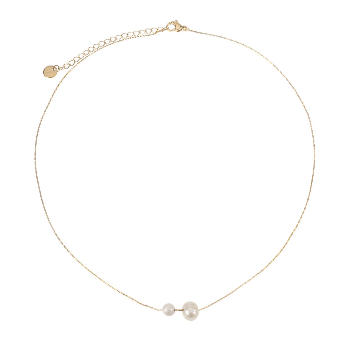 The Jewellery Club - Anne pearl necklace - Ketting - Dames ketting - Stainless steel - Goud - 38 cm