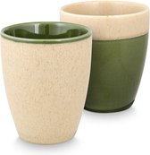 vtwonen Mug sans anse - Vert - Tasse à thé rétro - 400 ml - Lot de 2 tasses