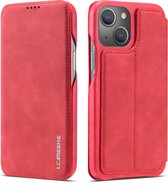 iPhone 15 Telefoonhoesje - Luxe Leren Bookcase - Flip Case - Rood