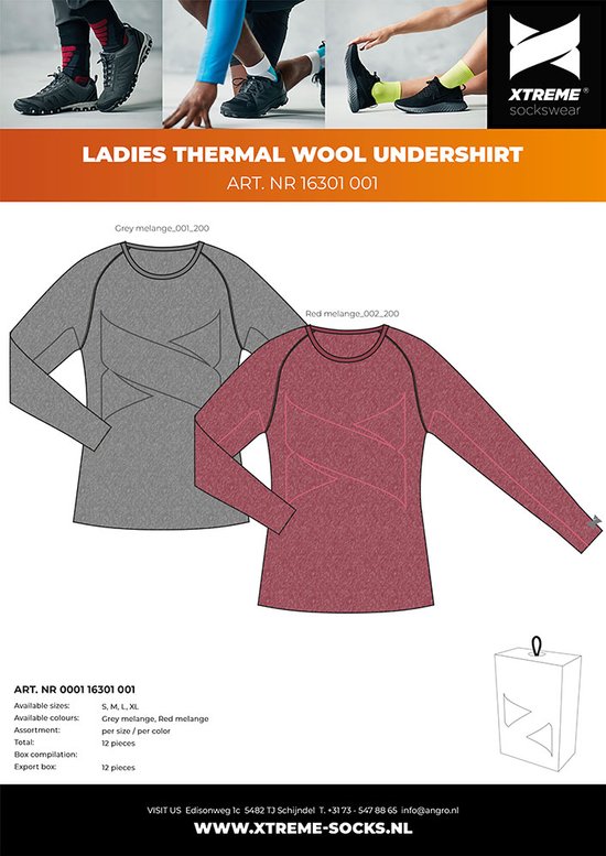 Deux t-shirts thermiques pour femmes en gris et rouge avec un motif de lignes de contour.