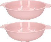 Plasticforte Keuken vergiet/zeef - 2x - kunststof - Dia 25 cm x Hoogte 8 cm - roze