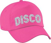 Bellatio Decorations Disco verkleed pet/cap voor volwassenen - zilver glitter - unisex - roze