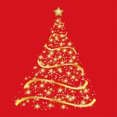Ambiente - Kerstservetten kerstboom - Rood - Goud - 3-laags - 100% FSC - 33x33cm
