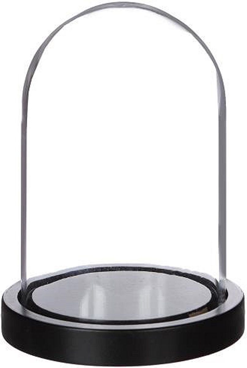 Ideas 4 Seasons Decoratie stolp - glas - houten zwart plateau - D12 x H16 cm