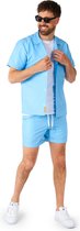 OppoSuits Cool Blue - Heren Zomer Set - Bevat Shirt En Shorts - Festival Outfit - Blauw - Maat: L