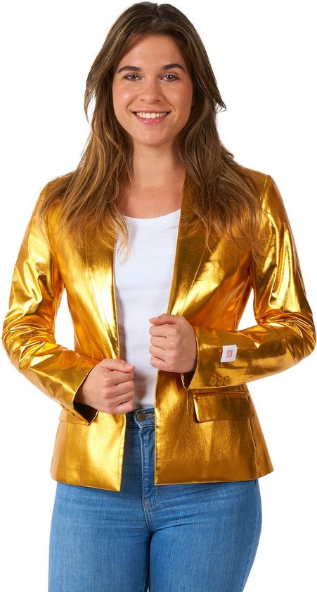 OppoSuits Groovy Gold - Blazer pour femme - Veste dorée brillante - Or - Taille : EU 36