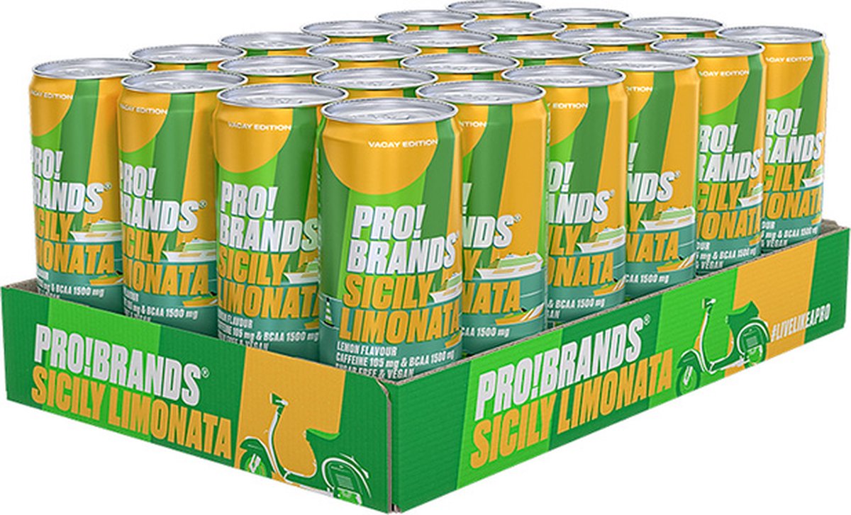 Pro!Brands | BCAA Drink | Sicily Limonata 330ml | 24 Stuks | 24 x 330 ml