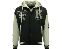 Bomberjack Heren - Baseball Jacket - Heren Oversized College Jacket met Capuchon - 8630 - Zwart