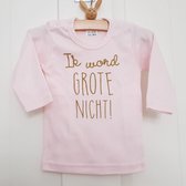 Shirt Ik word grote nicht | lange mouw | roze | maat 62 zwangerschap aankondiging bekendmaking baby