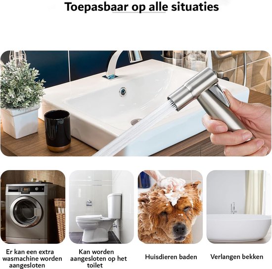 Bidet, roestvrijstalen handdouche, badbidet, podouche met dubbele modus (straal/stroom), sproeiset met kraandispenser, 2 m veerslang, wandhouder voor toilet, badkamer, wastafel reiniging Bidet, roestvrijstalen handdouche, badbidet, podouche met dubbele modus (straal/stroom), sproeiset met kraandispenser, 2 m veerslang, wandhouder voor toilet, badkamer, wastafel reiniging