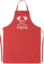 Mijncadeautje - Luxe keukenschort - Allerliefste Papa - 2 duimen - met voornaam - Rood