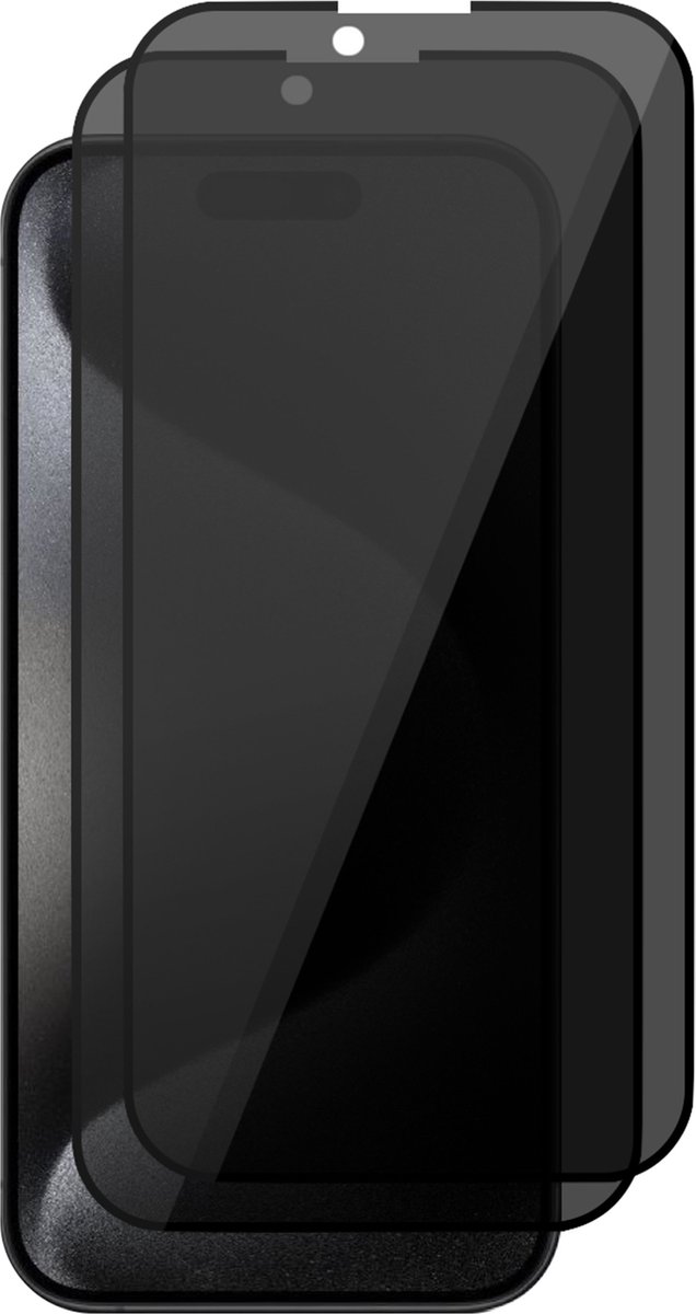 Privacy Screenprotector geschikt voor iPhone 15 Pro Max - 2x Glas Screen Protector FullGuard