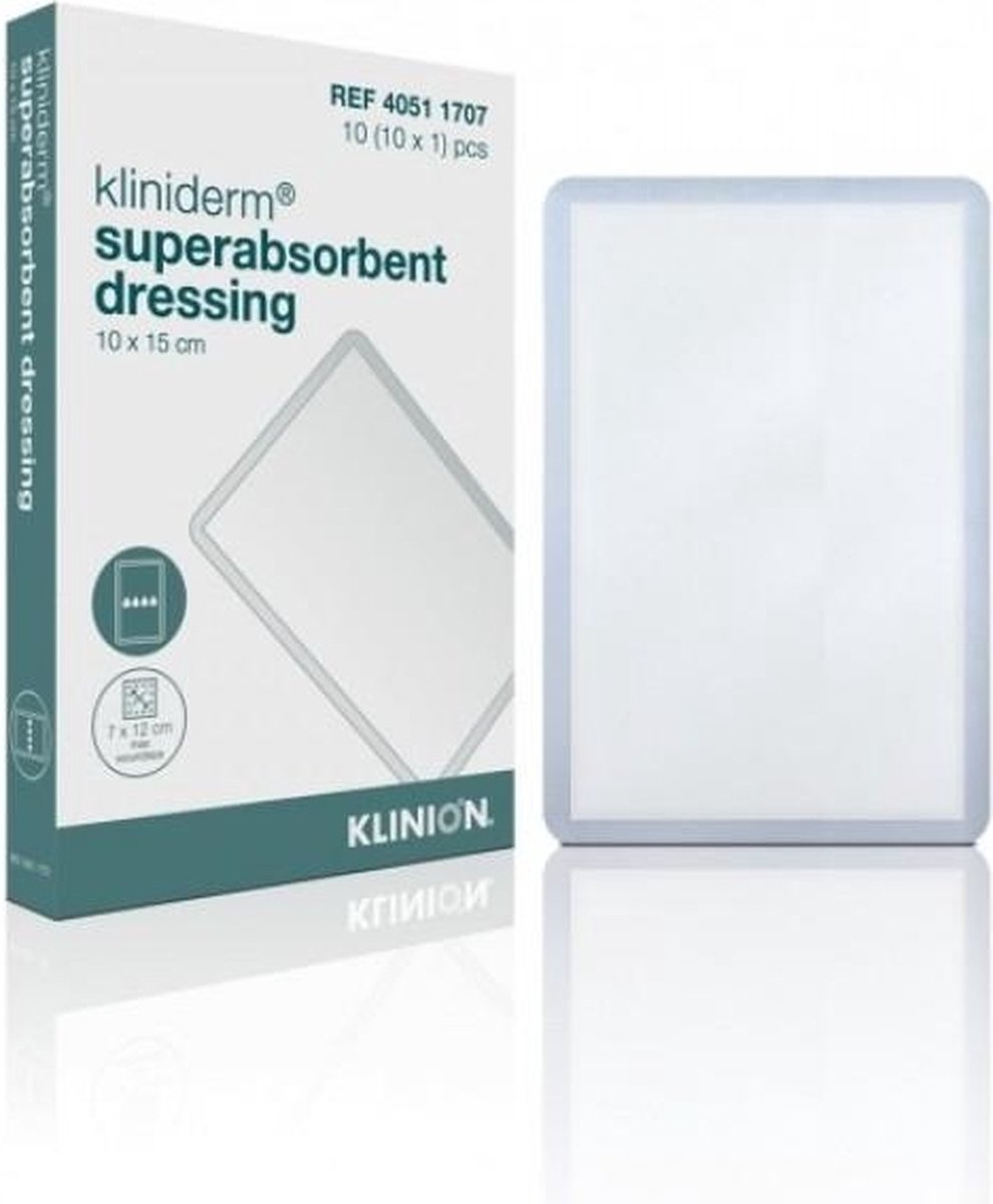 Goedkoopste Kliniderm Superabsorberend verband steriel 10x15cm Klinion