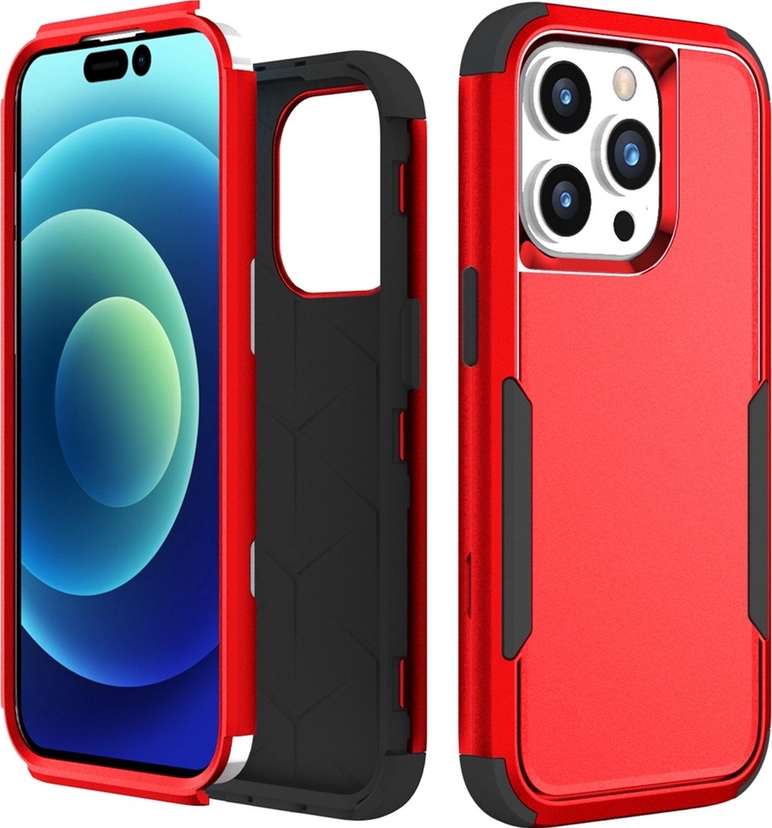 Mobigear Hoesje geschikt voor Apple iPhone 15 Pro Telefoonhoesje Hardcase | Mobigear Ultra Tough Backcover Shockproof | Schokbestendig iPhone 15 Pro Telefoonhoesje | Anti Shock Proof - Rood