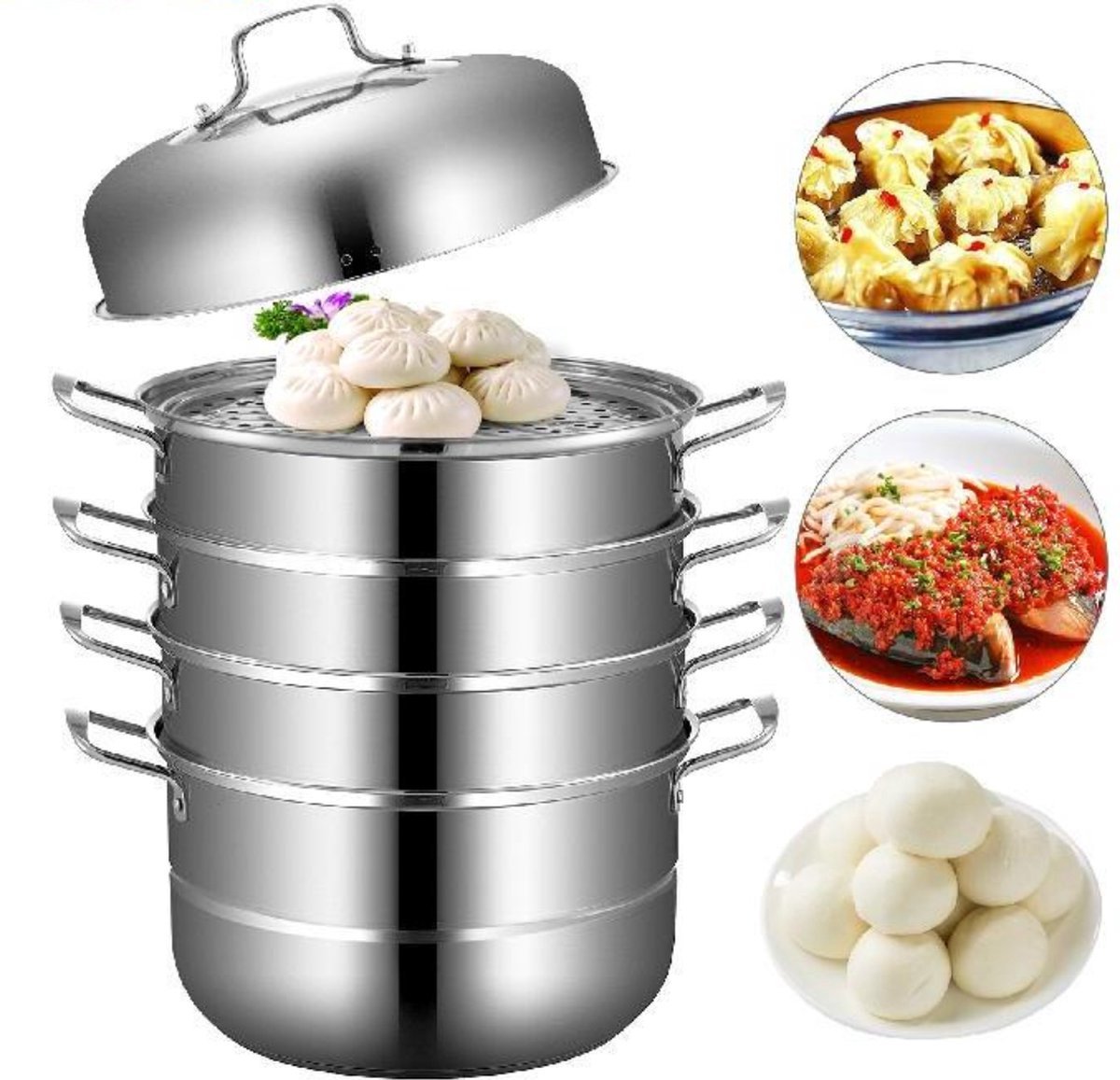 Bol.com Happyment Stoompan - Voedselstomer - Groentestomer - Couscous Pan - Multisteamer - Stoomkoker - 5 Laags aanbieding