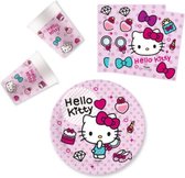 Hello Kitty Feestpakket - Verjaardag - 20 servetten - 8 borden 23cm - 8 bekers