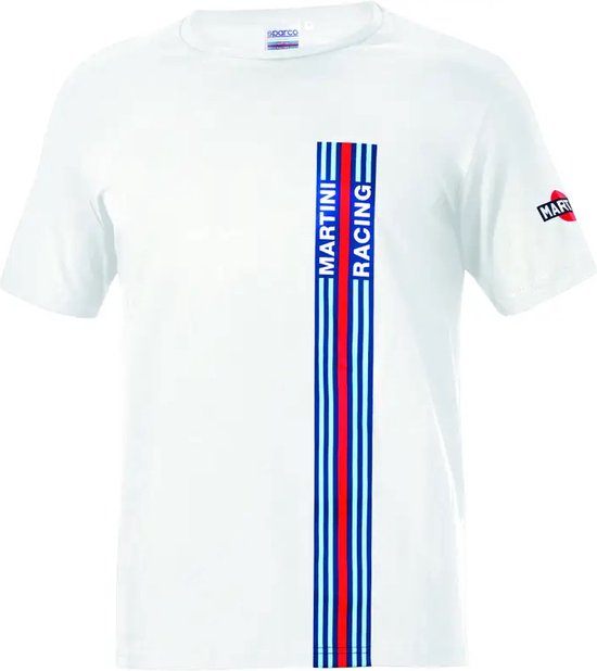 Sparco T-Shirt Big Stripes Martini Racing - Iconisch Italiaans T-shirt - Wit - Race T-shirt maat XS