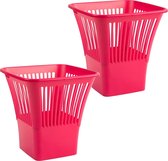 Plasticforte Poubelle/poubelle/poubelle de bureau - 2x pièces - plastique - rose fuchsia - 30 cm