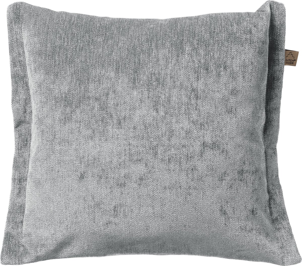 Dutch Decor LEWIS - Sierkussen 45x45 cm - fluweel - met sierrand - Micro Chip - grijs - Inclusief binnenkussen - Luxe kussens voor woonkamer & bank Lichtgrijs