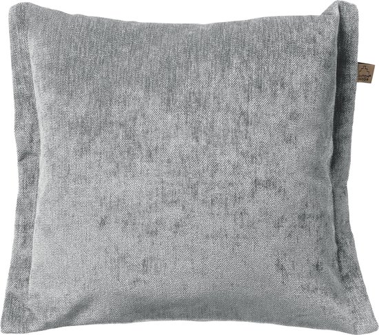 Grijs fluwelen sierkussen 45x45 cm van Dutch Decor, met een subtiele textuur en omrande rand.