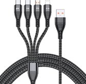 4-IN-1 Oplader kabel adapter - 8-Pin (lightning) - 2X USC-C - Micro-USB- voor o.a. iPhone en Samsung oplader adapter - 2 meter- Zwart -Provium