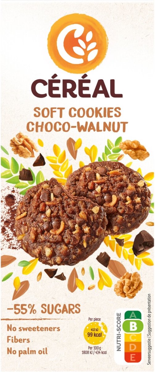 Céréal Soft Cookies Choco Walnut - 3 x 138 gr - Voordeelverpakking