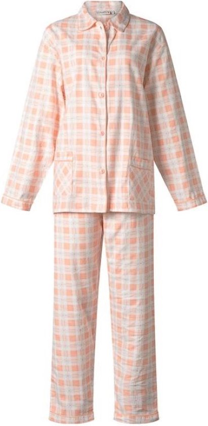 Cocodream Dames Flanel Pyjama Ruit - Peach - maat L